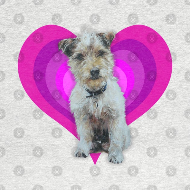 Gorgeous Jack Russell pup on a rainbow heart by StudioFluffle